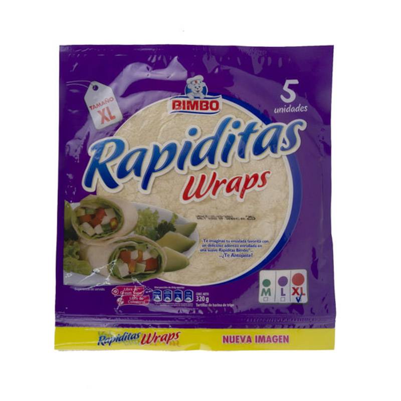 Bimbo tortillas de trigo rapiditas wraps (bolsa 5 unids)