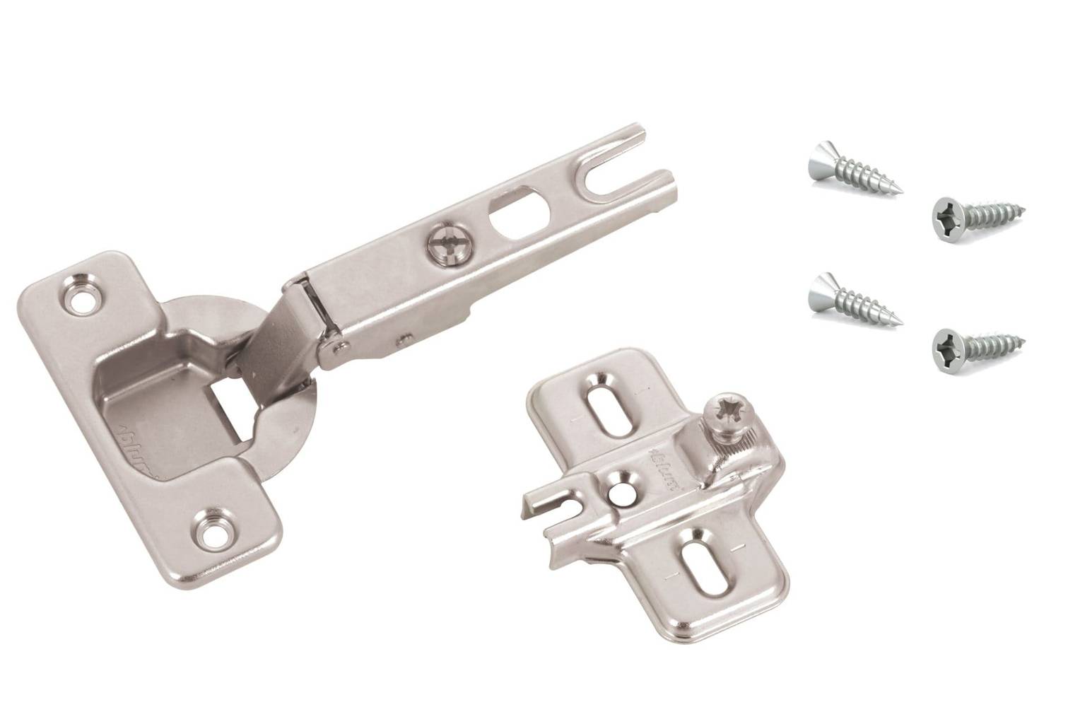 Blum 100-Degree Full Overlay Concealed Self-closing Nickel Plated Cabinet Hinge, (1-Piece) | BP91M25521180U