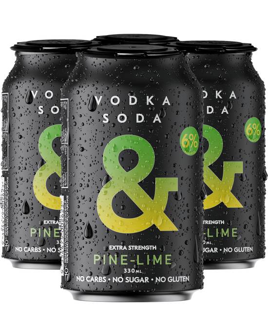 Vodka Soda & Black Pine Lime Can 4x330ml