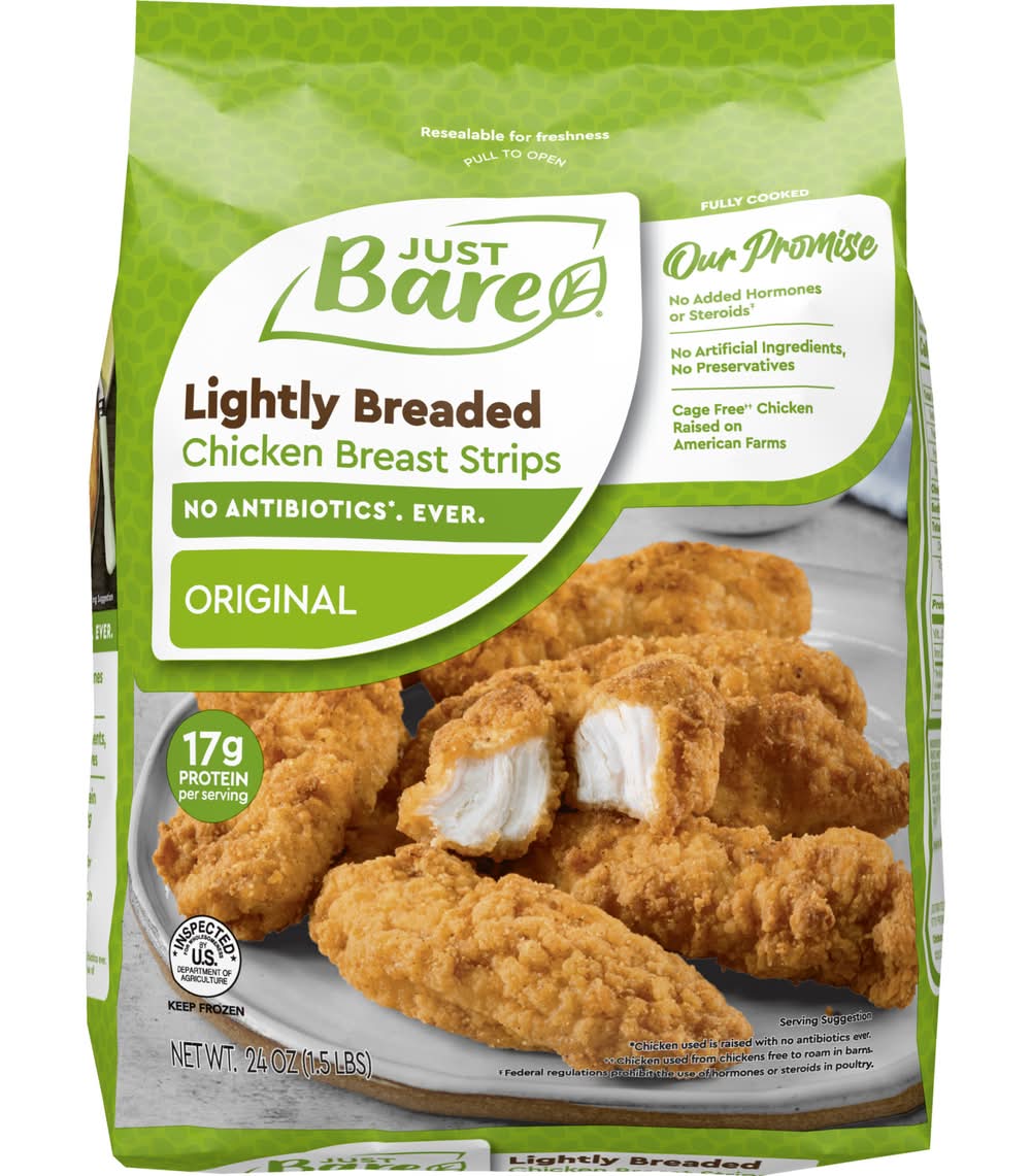 Just Bare Lightly Breaded Fully Cooked Chicken Breast Strips (24 oz)