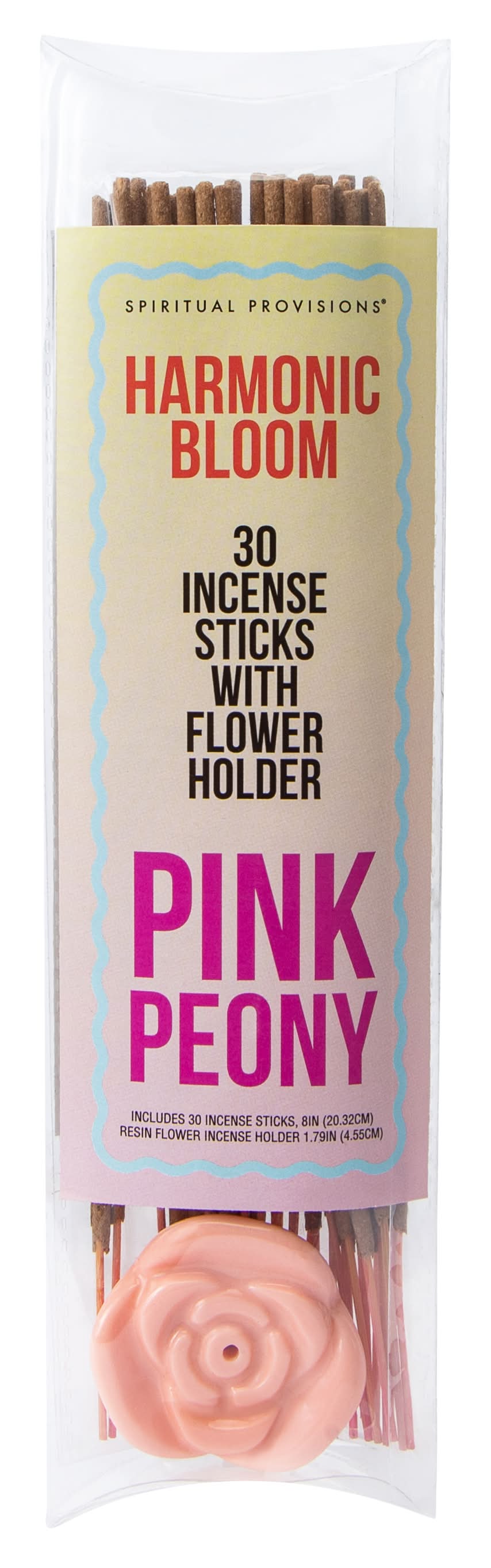 Spiritual Provisions® Harmonic Bloom Incense Sticks With Flower Holder 30-Count Pink Peony