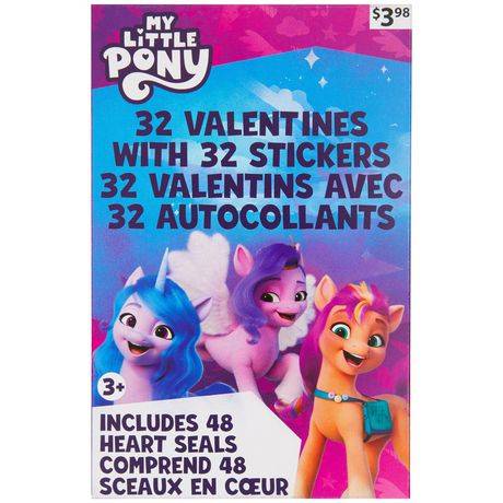My Little Pony Valentine Cards with Stickers, Multi-Colored, 32 Count