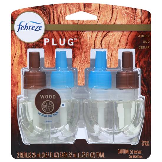 Febreze Origins Fade Defy Plug Air Freshener & Odor Eliminator, Wood (2 ct)