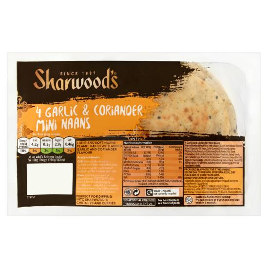 Sharwood's Garlic & Coriander Mini Naan Breads(4Ct)