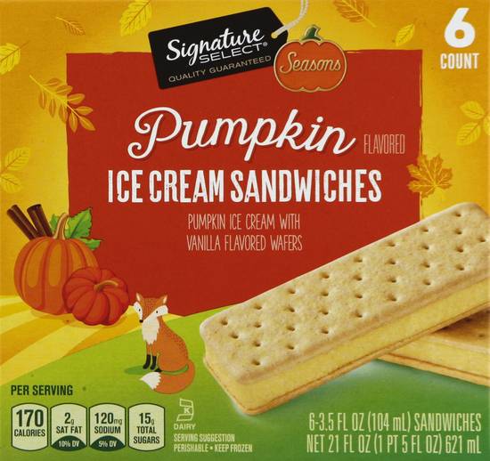 Signature Select Pumpkin Ice Cream Sandwiches (6 ct)