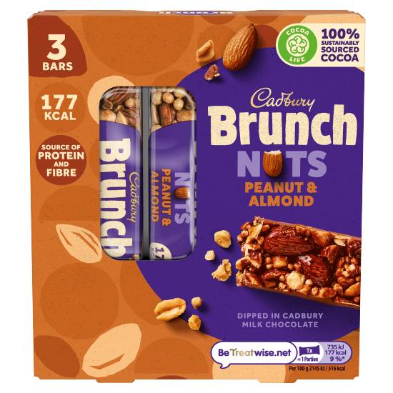 Cadbury Brunch Nuts Peanut & Almond Bars 3 X 35g (105g)