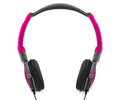 Black & Pink Wired Folding Headphones