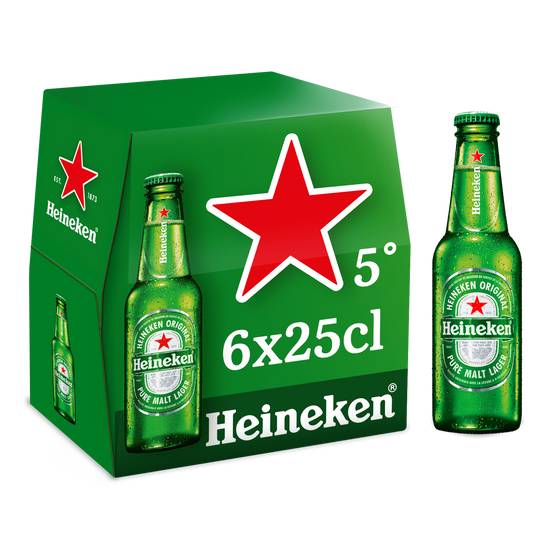 Heineken - Bière blonde (6pièces, 250 ml)