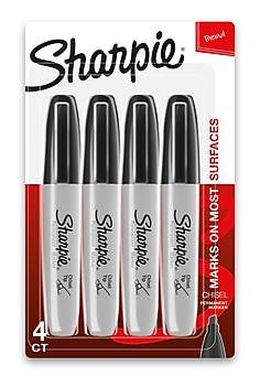 Sharpie Tank Permanent Marker, Chisel Tip, Black, 4/Pack (38264PP)