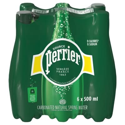 Perrier eau de source naturelle gazeuse - carbonated natural spring water (6 pièces, 0.5 l)
