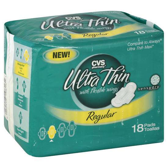 Cvs Pharmacy Regular Ultra Thin Pads With Wings