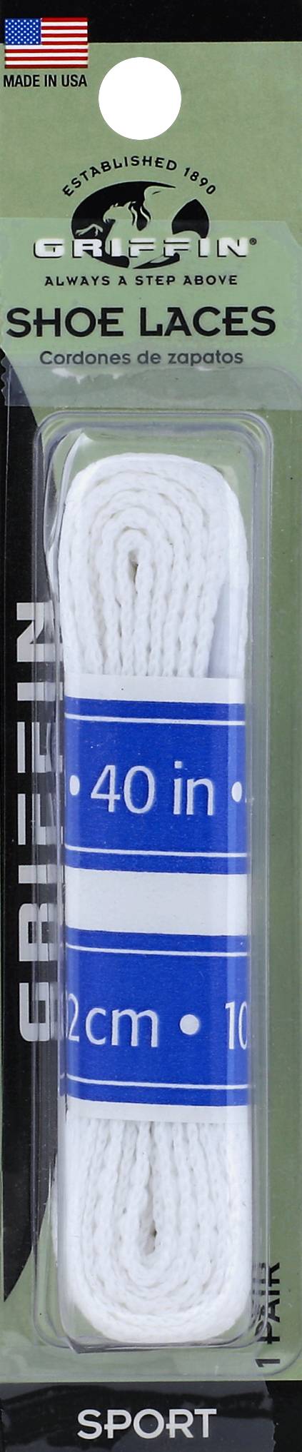 Griffin Sport White Shoe Laces (0.32 oz)