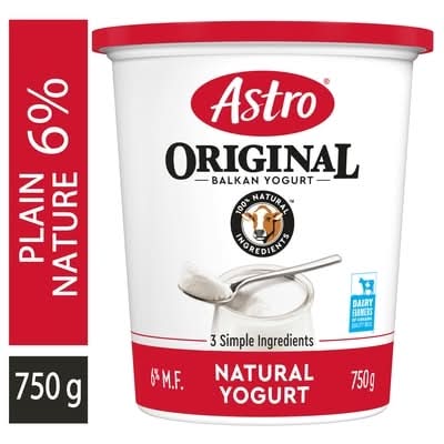 Astro original yogourt de style balkan nature 6% m.g - original balkan style plain yogurt 6% m.f