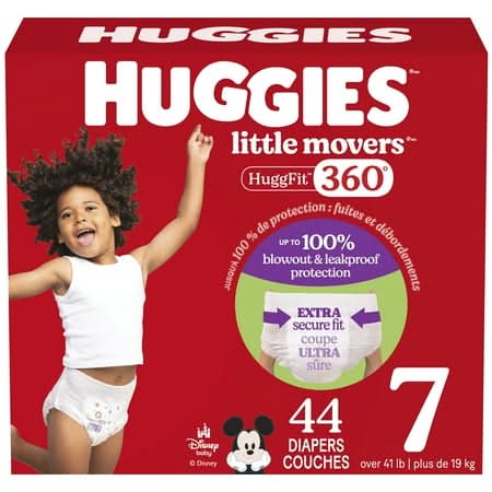 Huggies Little Movers Huggfit 360° Baby Diapers, 7 (44 ct)