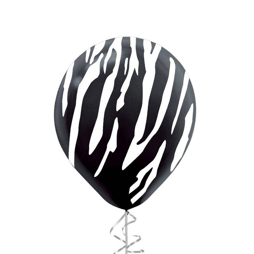 Uninflated 1ct, 12in, Black White Zebra Latex Balloon