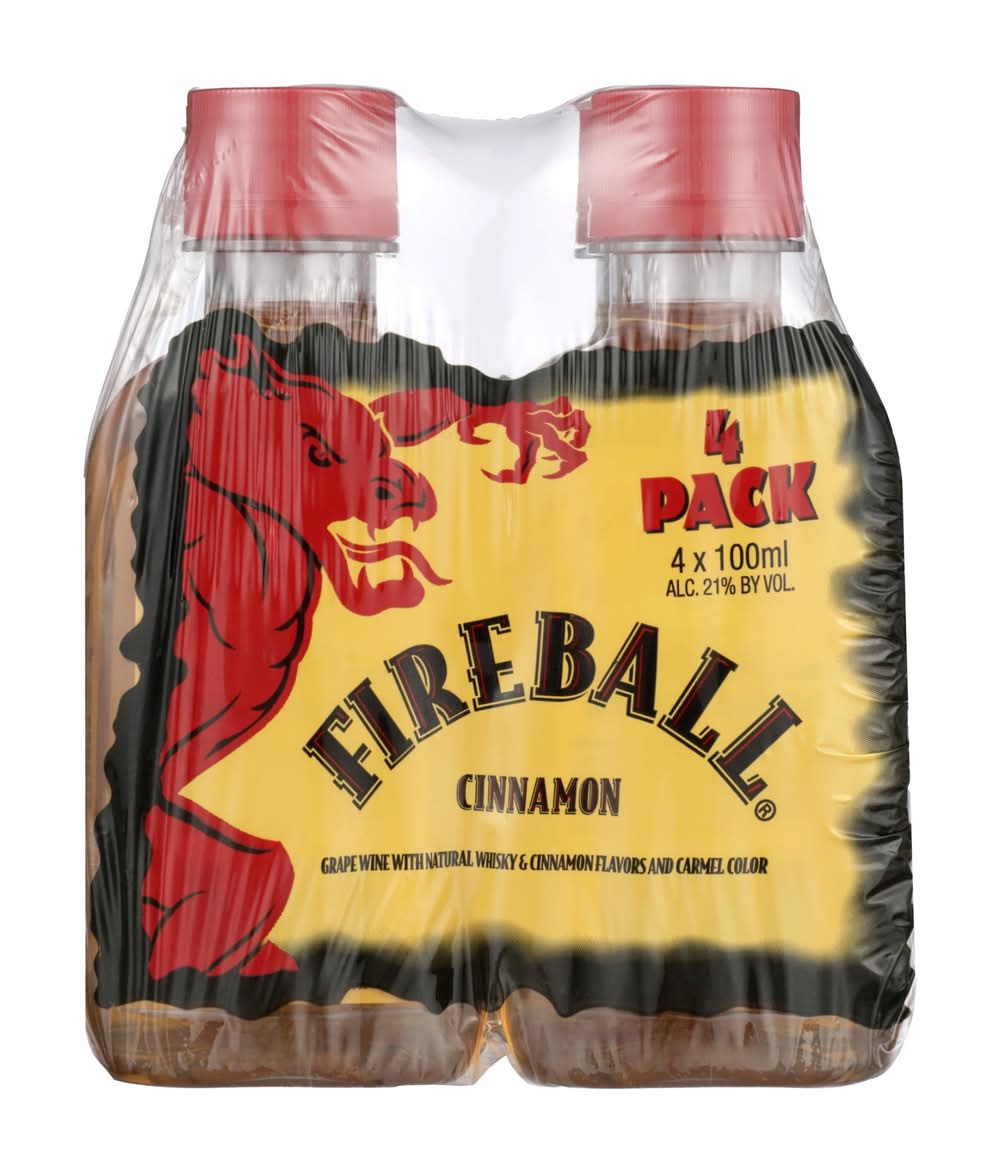 Fireball Wine Based Liqueur, Cinnamon (4 x 100 ml) | Postmates