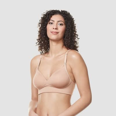 Simply Perfect by Warner's Women's Longline Convertible Wirefree Bra - Toasted Almond 38C: Medium Support, Lightly Lined, Adjustable Straps