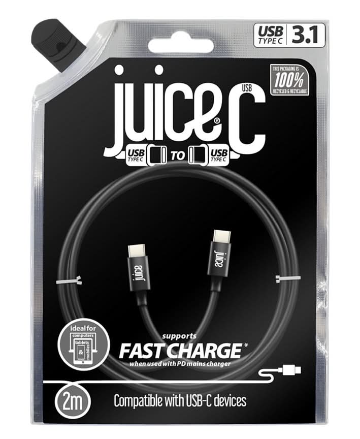 Juice 2 m, Black, Usb Type C To Type C Fast Charge Cable
