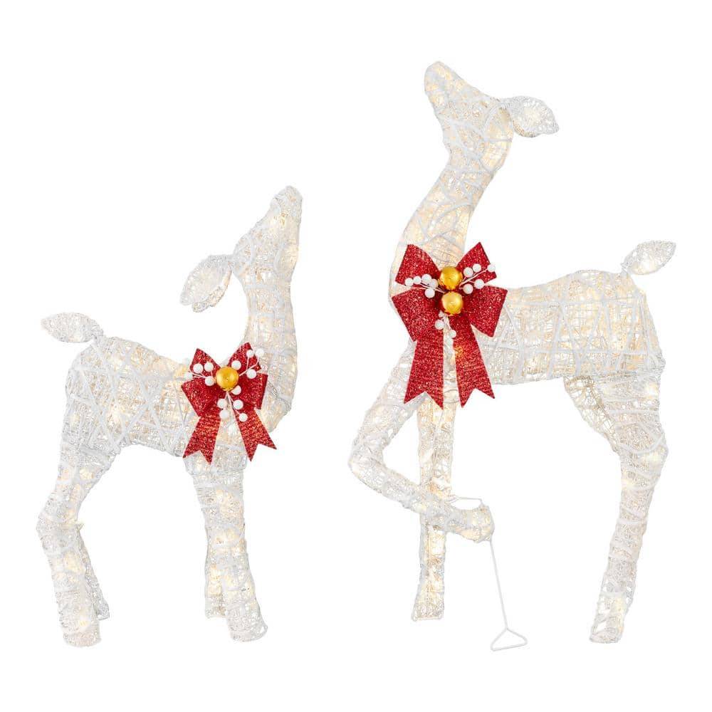 Home Accents Holiday 2-Piece Polar Wishes Led Deer Holiday Yard Decoration