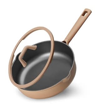 Carote Nonstick Saute Pan With Lid, Taupe