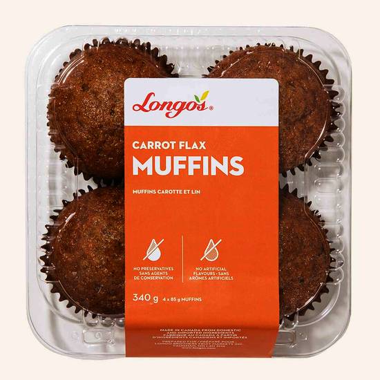 Longo's Carrot Flax Muffins 4pk (340g)