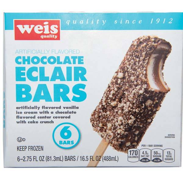 Weis Quality Ice Cream Bars, Chocolate Eclair-Vanilla (16.5 fl oz, 6 ct)