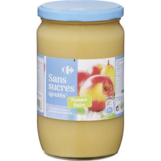 Carrefour - Compote pommes poires sans sucres ajoutés