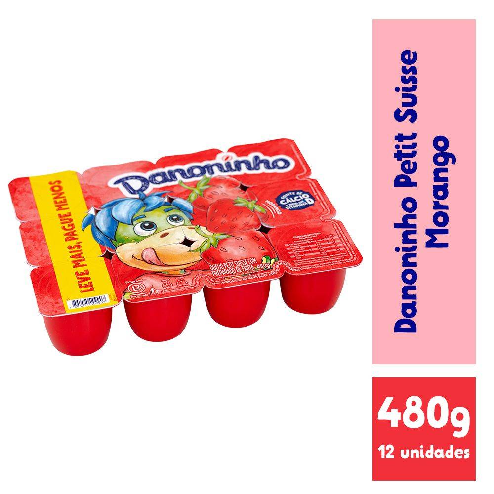 Danoninho queijo petit suisse sabor morango (480 g)