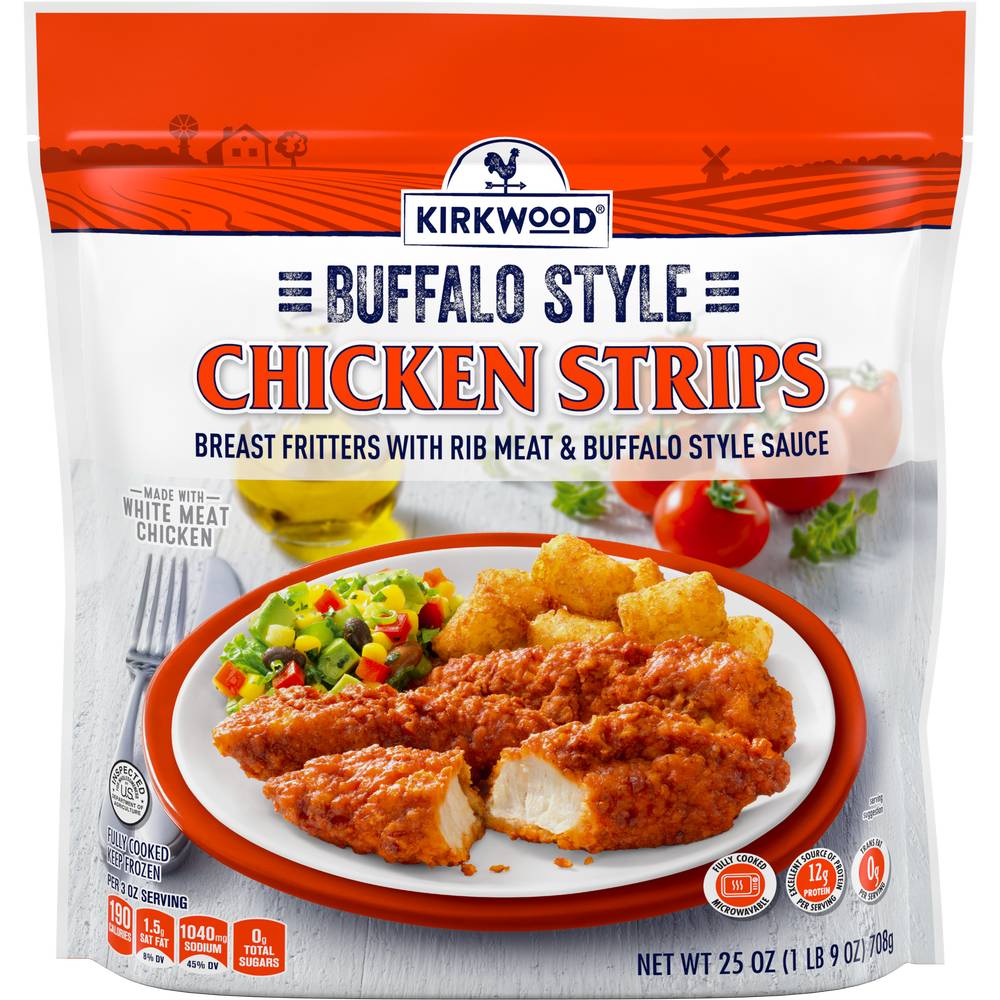 Kirkwood Chicken Strips Breast Fritters With Rib Meat Sauce, Buffalo Style (25 oz)