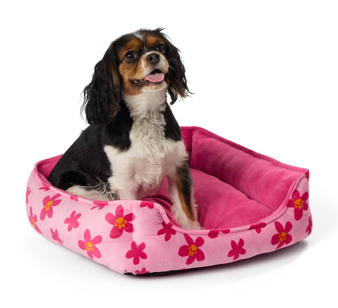 Top Paw Floral Cuddler Dog Bed, Pink