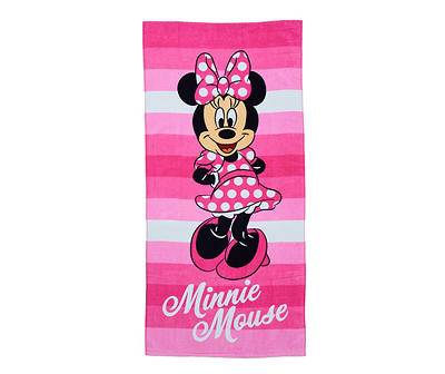 Pink & White Minnie Mouse Beach Towel