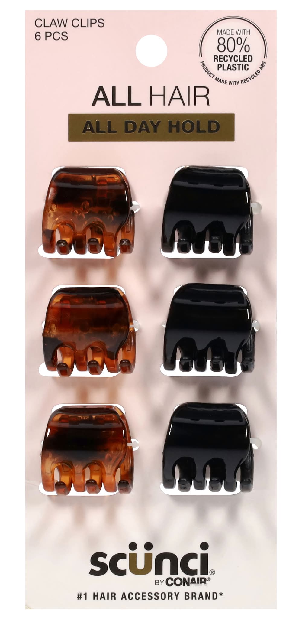 Scunci No-Slip Grip Mini Chunky Claw/Jaw Clips, Multi