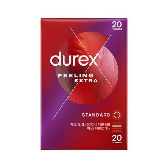 Durex préservatifs feeling extra - fins et extra lubrifiés x20