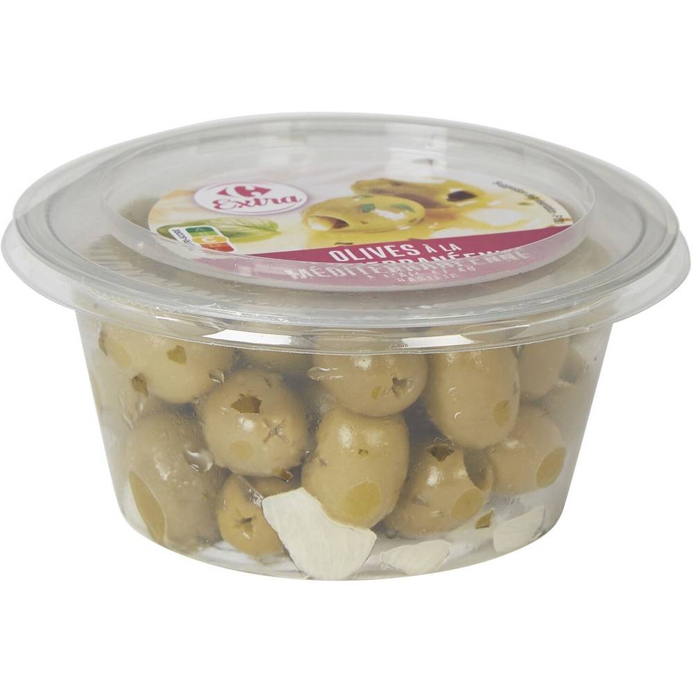 Olives vertes ail et basilic CARREFOUR EXTRA - la barquette de 150g