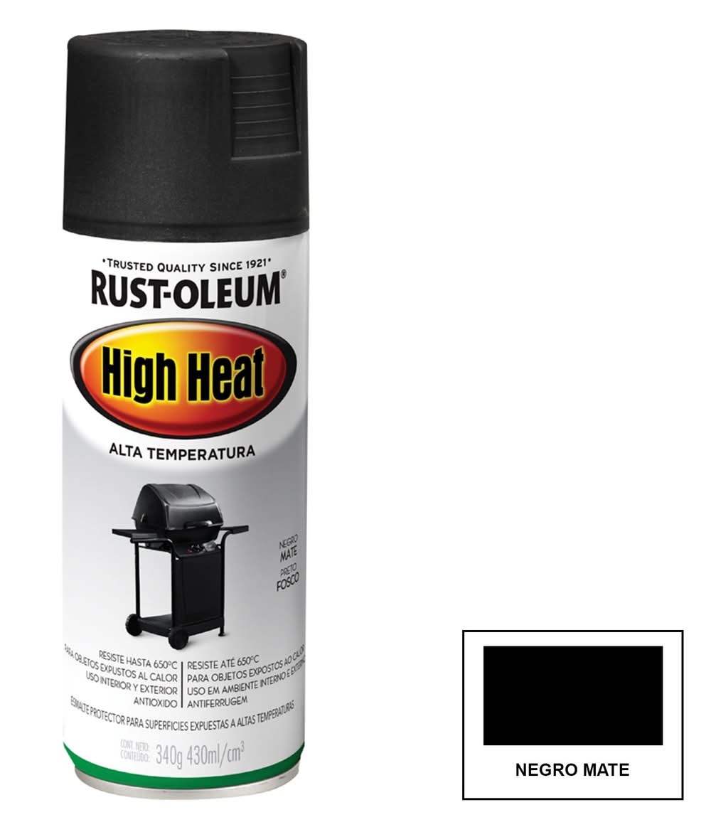 Rust Oleum · Pintura alta temperatura negro mate aerosol (340 g)