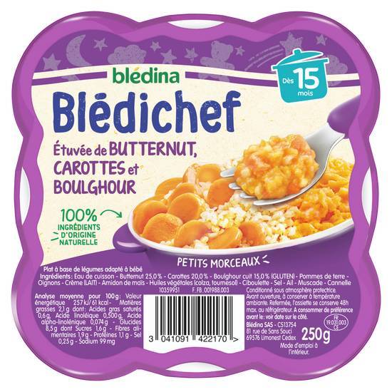 Bledina bledichef etuvée de butternut, carottes et boulghour 250g dès 15 mois - 250g