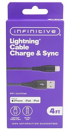 Infinitive Usb-A To Lightning Braided Cable, Black