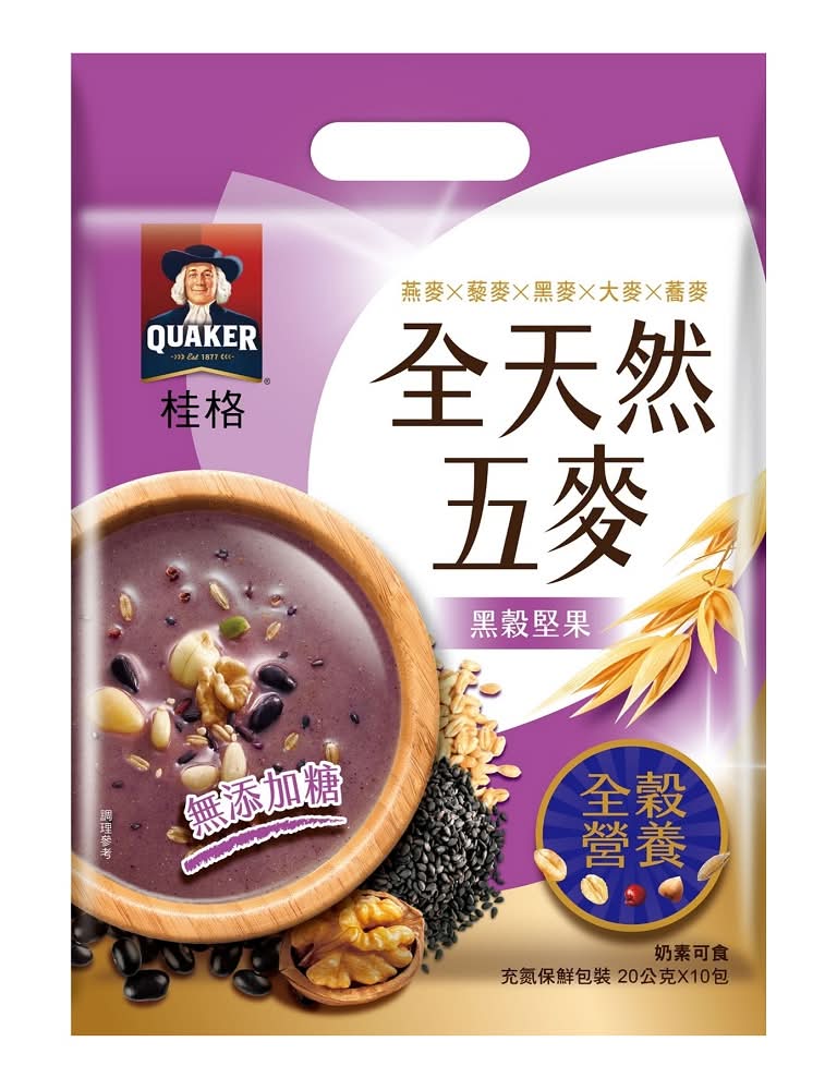 桂格全天然五麥 黑穀堅果無添加糖20gx10 <200g克 x 1 x 1Bag包>