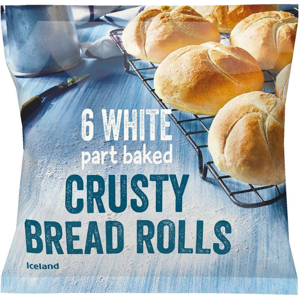 Iceland Part Baked Crusty Bread Rolls 6 Pack