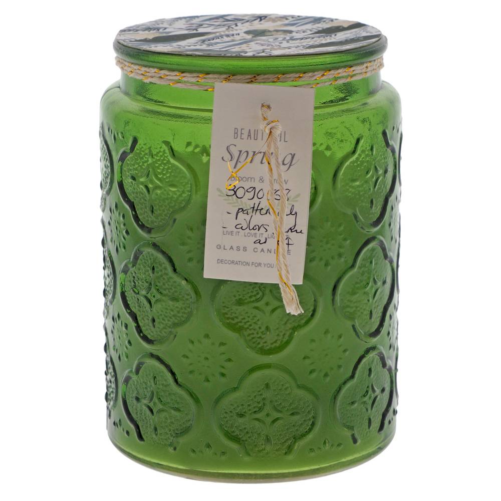 Citronella Candle In Embossed Glass Jar