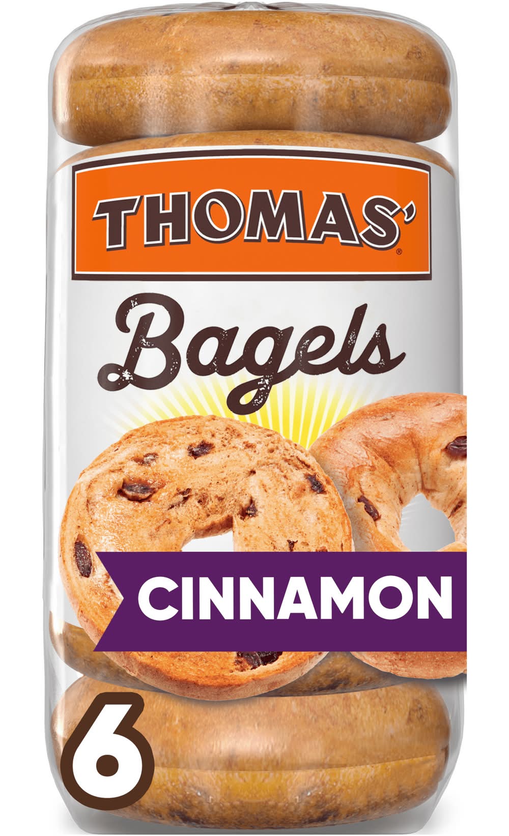 Thomas Pre Sliced Raisin Bagels, Cinnamon Raisin (18 oz, 6 ct)
