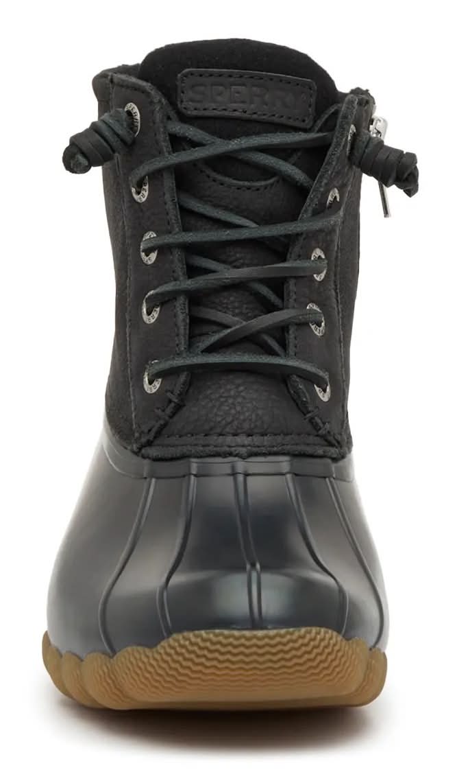 gray and black sperry duck boots