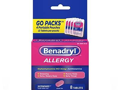 Benadryl Diphenydramine Hcl 25 mg Allergy Relief Tablets (0.5 oz, 8 ct)