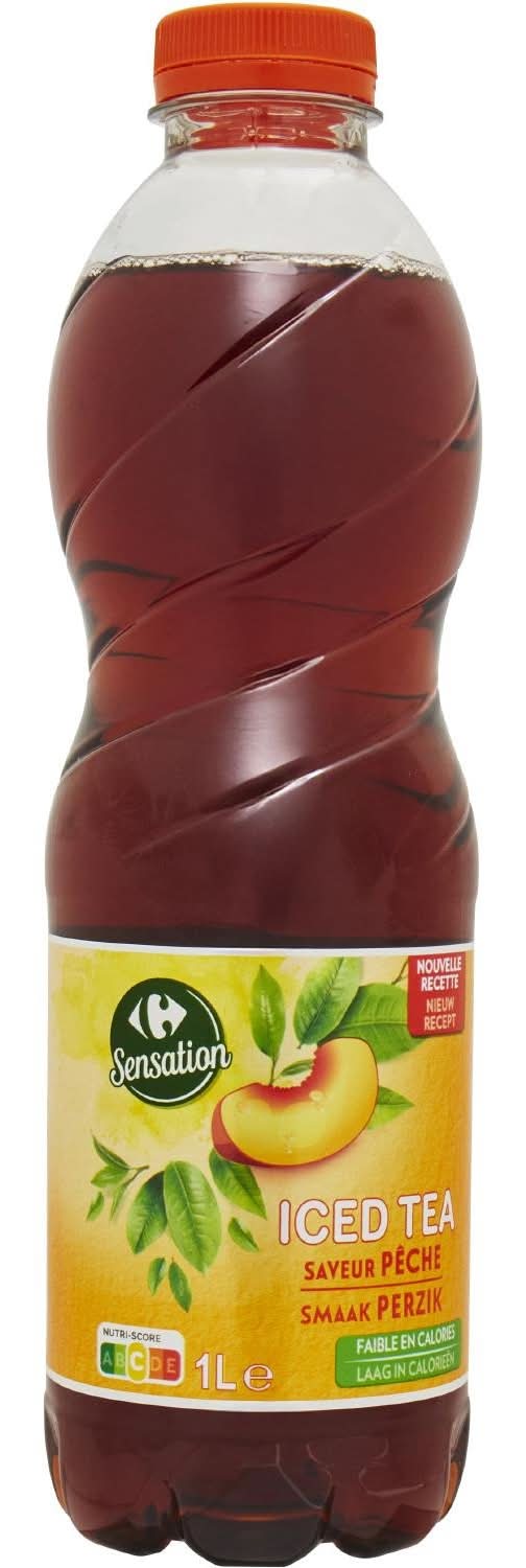 Carrefour Sensation - Boisson rafraîchissante aux extraits de thé noir, pêche (1L)