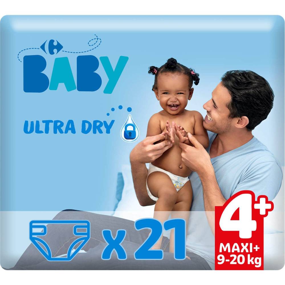 Carrefour Baby - Couches taille 4+ maxi+ 9-20 kg (24 pièces)