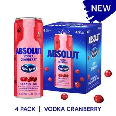 Absolut Sparkling Vodka (4 pack, 355 ml) ( cranberry )