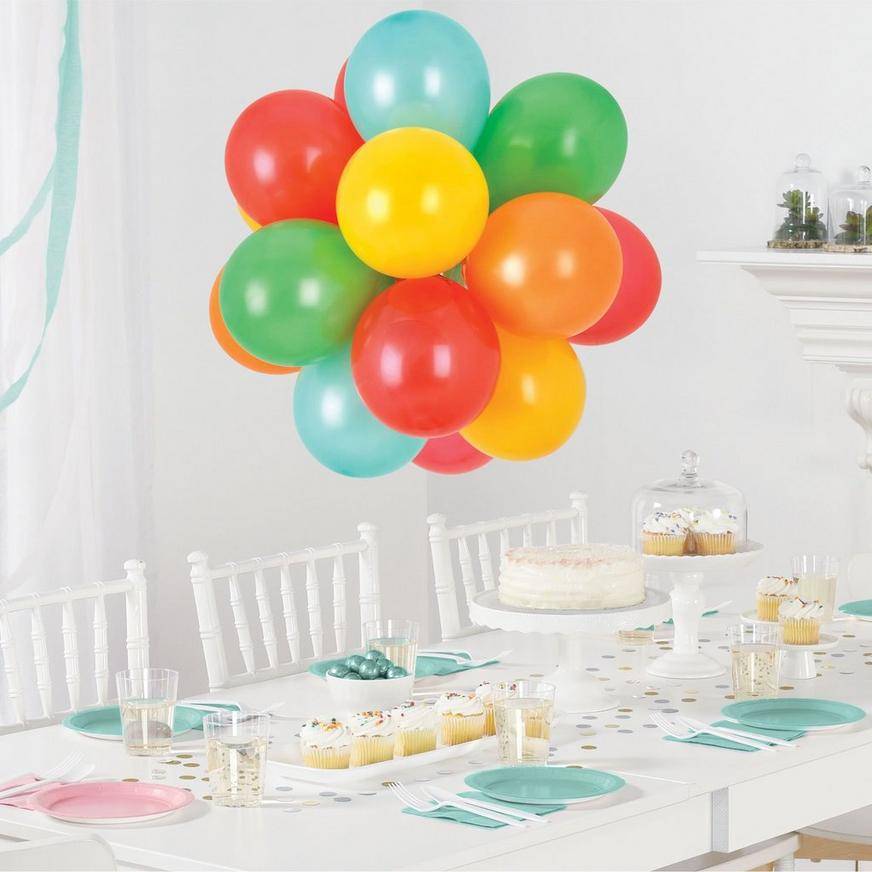 Uninflated Air-Filled Modern Rainbow Latex Balloon Chandelier Sphere Kit, 16in x 13.5in