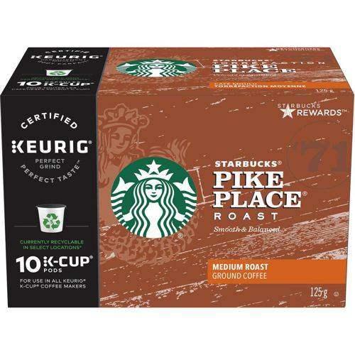 Starbucks dosettes de café k-cup pike place (10 dosettes, 125 g) - pike place k-cup coffee pods (10 units)