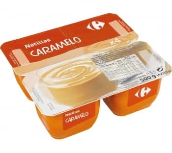 Natillas de caramelo Carrefour pack de 4 unidades de 125 g.