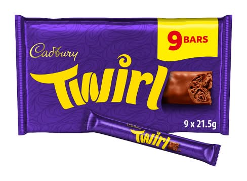 Cadbury Twirl Chocolate Bars (9 x 21.5g)